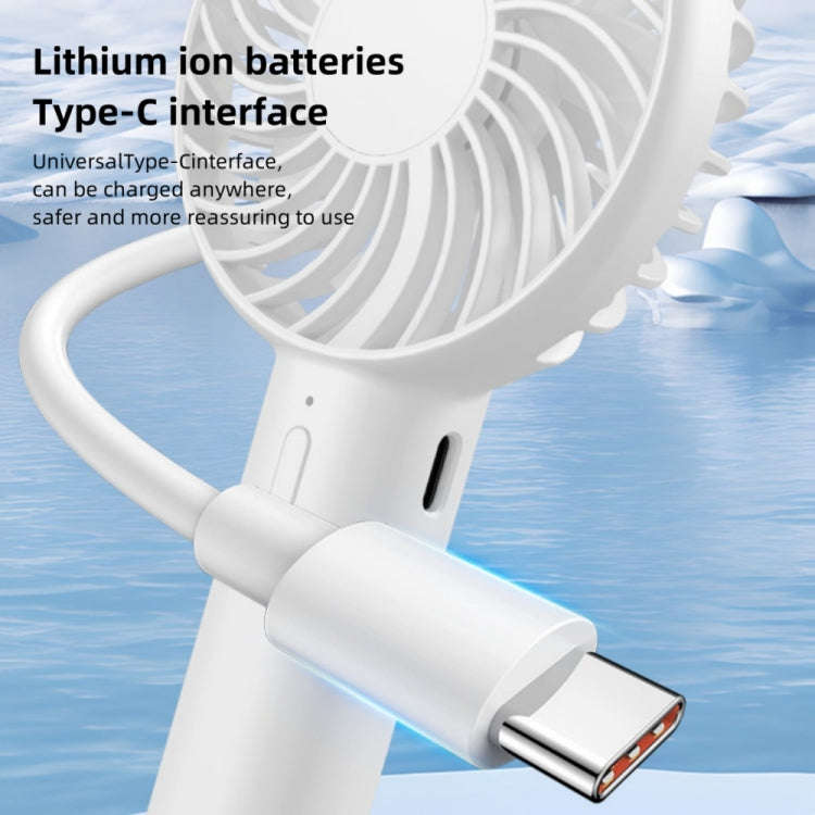 S3 3 Speed Low Noise Hanging Hole Desk Fan Portable Rechargeable Handheld Cooling Fan(Baby Blue)