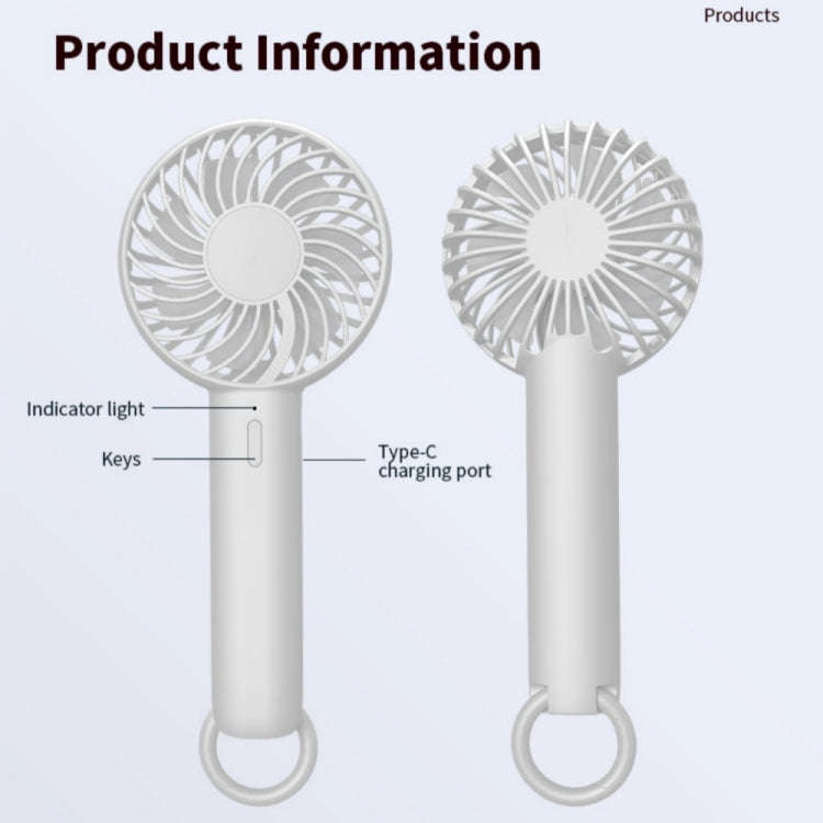 S3 3 Speed Low Noise Hanging Hole Desk Fan Portable Rechargeable Handheld Cooling Fan(Pink)