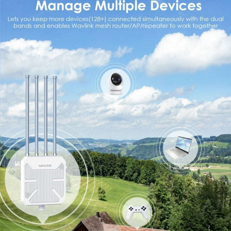 WAVLINK WN573HX3 AX3000 Waterproof Outdoor WiFi Wireless Outdoor Dual Band Router, Plug:UK Plug