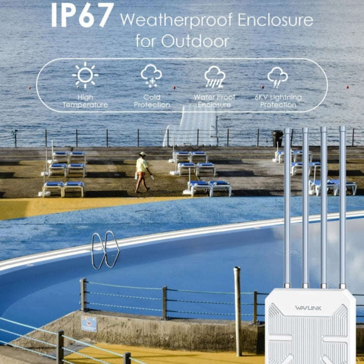 WAVLINK WN573HX3 AX3000 Waterproof Outdoor WiFi Wireless Outdoor Dual Band Router, Plug:UK Plug