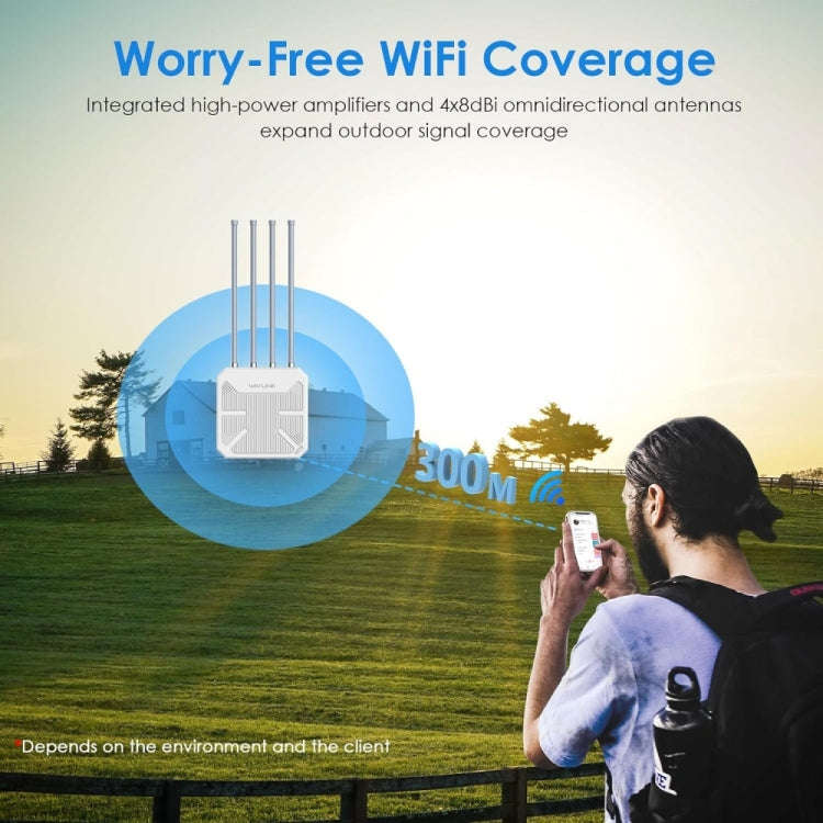WAVLINK WN573HX3 AX3000 Waterproof Outdoor WiFi Wireless Outdoor Dual Band Router, Plug:EU Plug