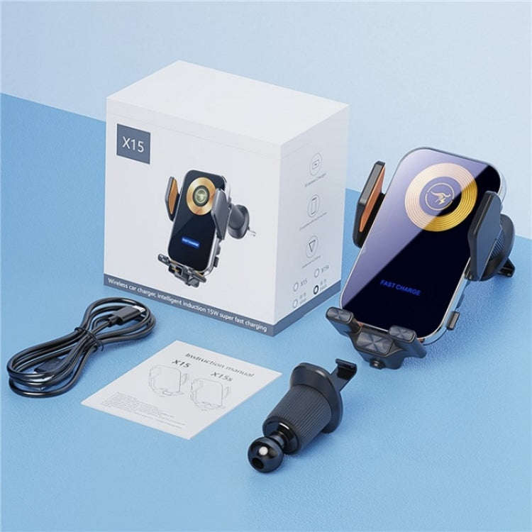 X15 Wireless Charger Mobile Phone Bracket Car Air Vent Cell Phone Mount Holder(Black)