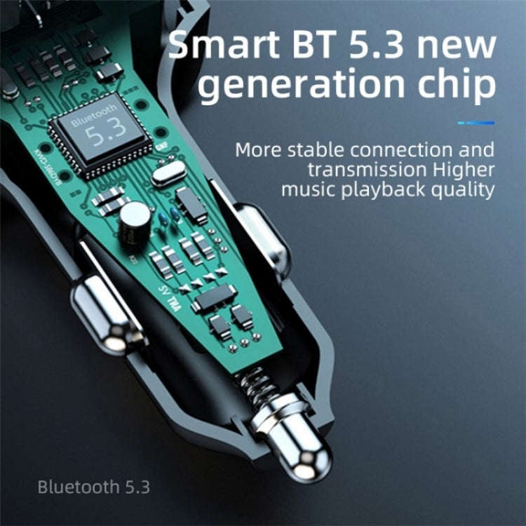 C6 Type-C+2 USB Fast Charger Audio MP3 Player Digital Display FM Car Bluetooth Transmitter
