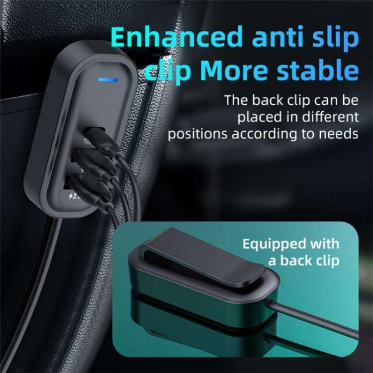 K5 3 USB Fast Charging Car Charger 66W Extension Cord Design 5 Ports Charging Adapter