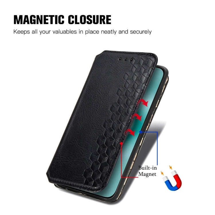 For Huawei Pura 70 Cubic Grid Pressed Magnetic Leather Phone Case(Black)