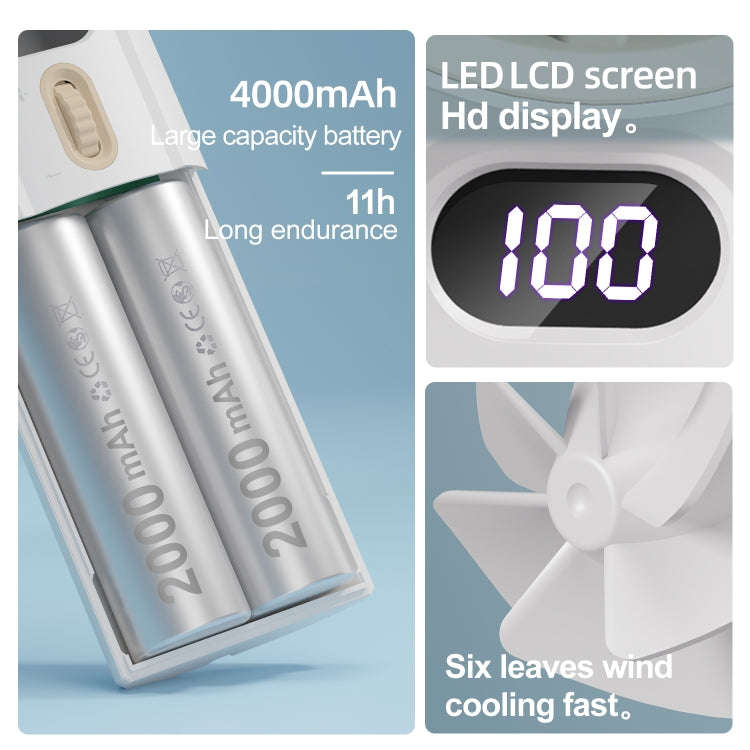 FC1 100 Wind Speed Levels Summer Cooler Desktop Fan Turbine Handheld Fan(White)