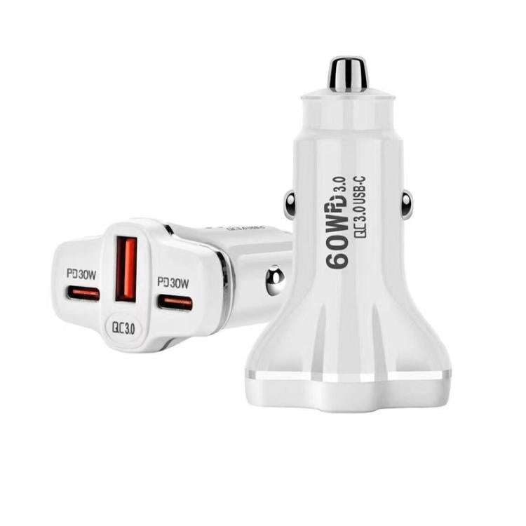 78W PD30W x 2 + QC3.0 USB Multi Port Car Charger(White)