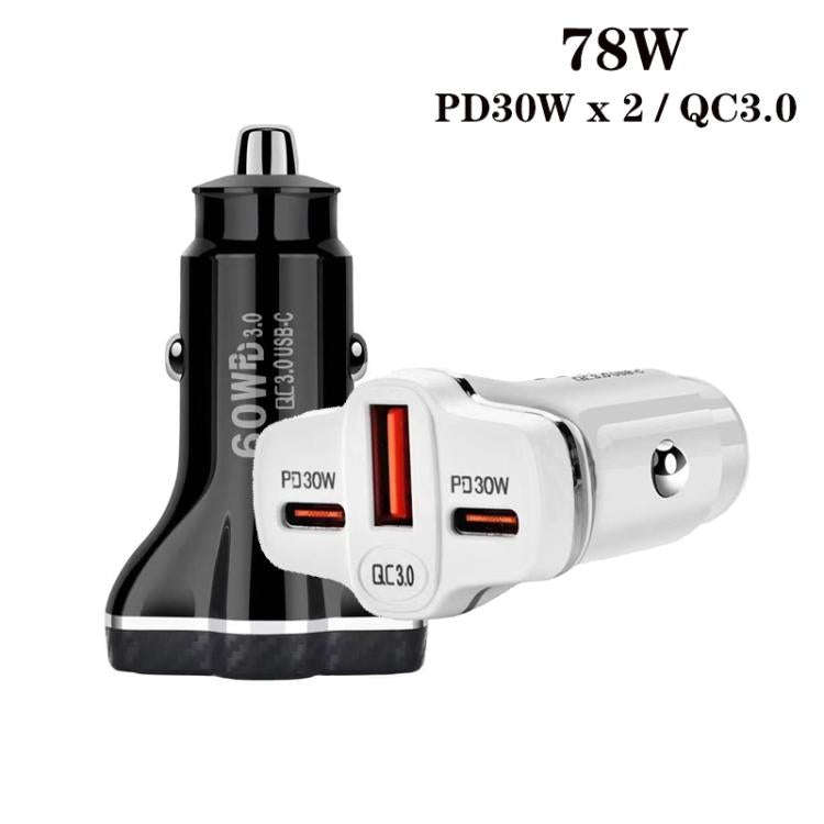78W PD30W x 2 + QC3.0 USB Multi Port Car Charger(Black)