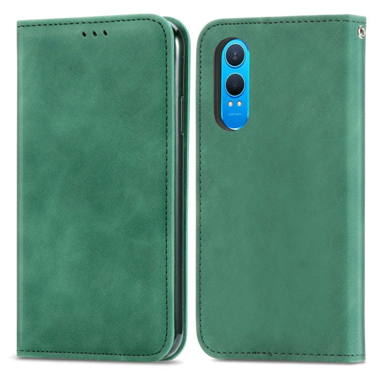 For OnePlus CE 4 Lite Retro Skin Feel Magnetic Flip Leather Phone Case(Green)