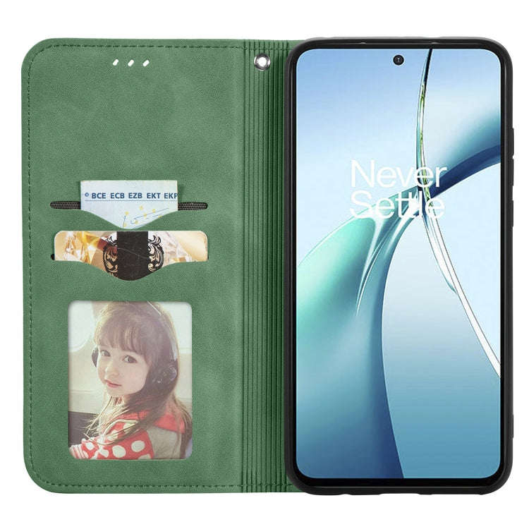 For OnePlus CE 4 Lite Retro Skin Feel Magnetic Flip Leather Phone Case(Green)