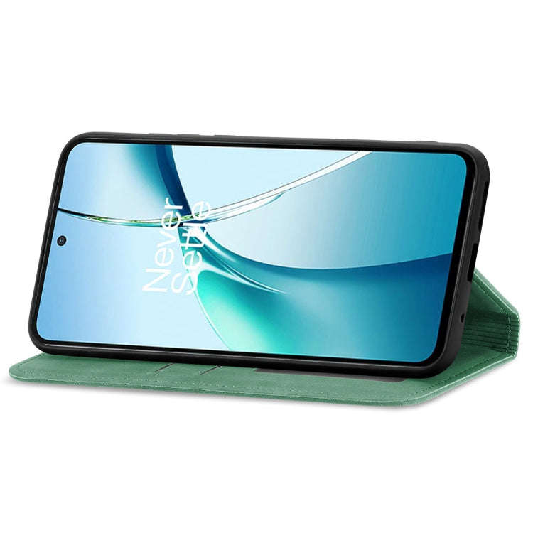 For OnePlus CE 4 Lite Retro Skin Feel Magnetic Flip Leather Phone Case(Green)