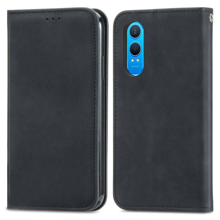 For OnePlus CE 4 Lite Retro Skin Feel Magnetic Flip Leather Phone Case(Black)