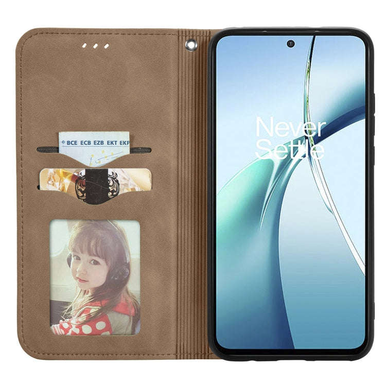 For OnePlus CE 4 Lite Retro Skin Feel Magnetic Flip Leather Phone Case(Brown)