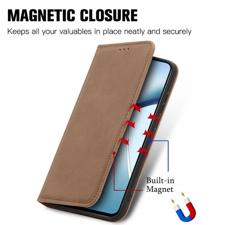 For OnePlus CE 4 Lite Retro Skin Feel Magnetic Flip Leather Phone Case(Brown)