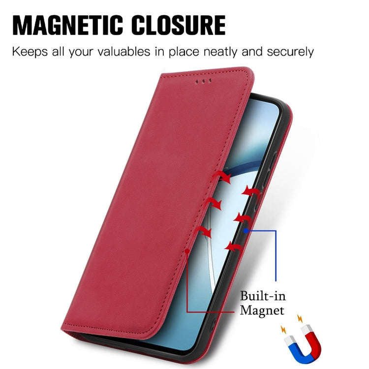 For OnePlus CE 4 Lite Retro Skin Feel Magnetic Flip Leather Phone Case(Red)
