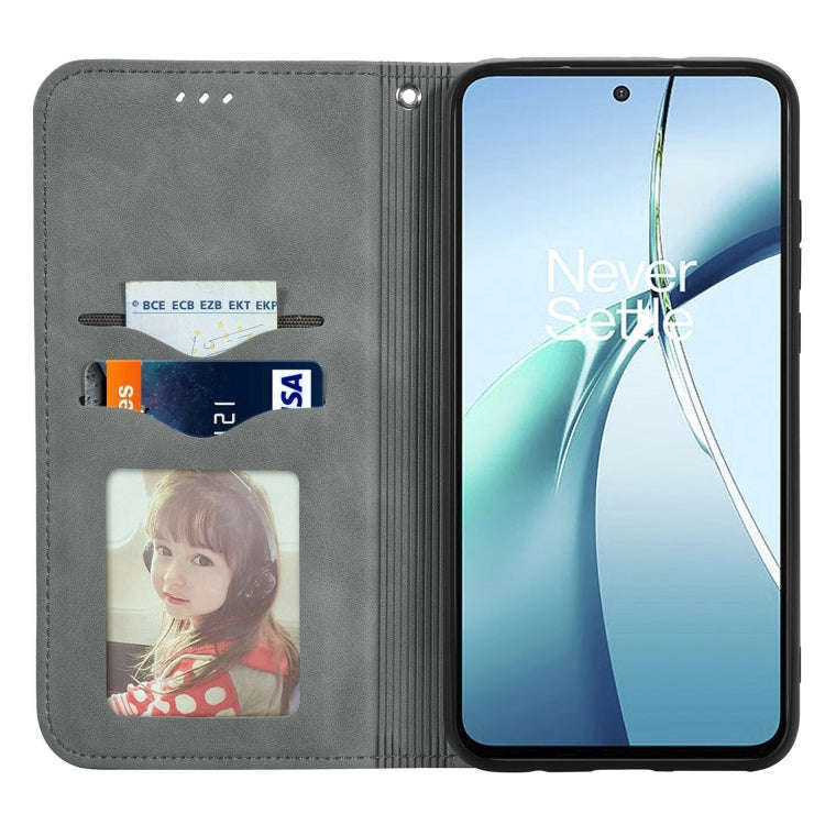 For OnePlus CE 4 Lite Retro Skin Feel Magnetic Flip Leather Phone Case(Grey)