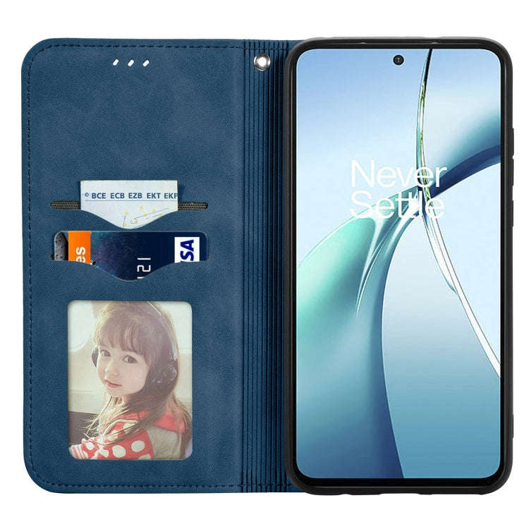 For OnePlus CE 4 Lite Retro Skin Feel Magnetic Flip Leather Phone Case(Blue)