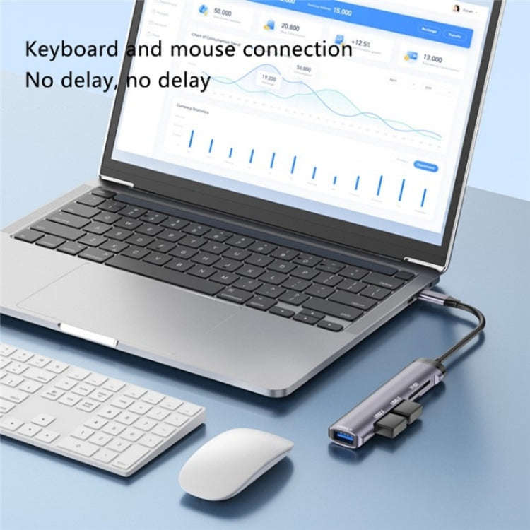 T505 Laptop Phone Adapter Type-C to USB2.0x2 + USB3.0 + TF / SD Card Slots USB HUB