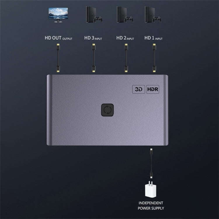 Q301 4K / 60hz HD Video Aluminum Alloy Adapter 3 Input 1 Output HDMI Switcher