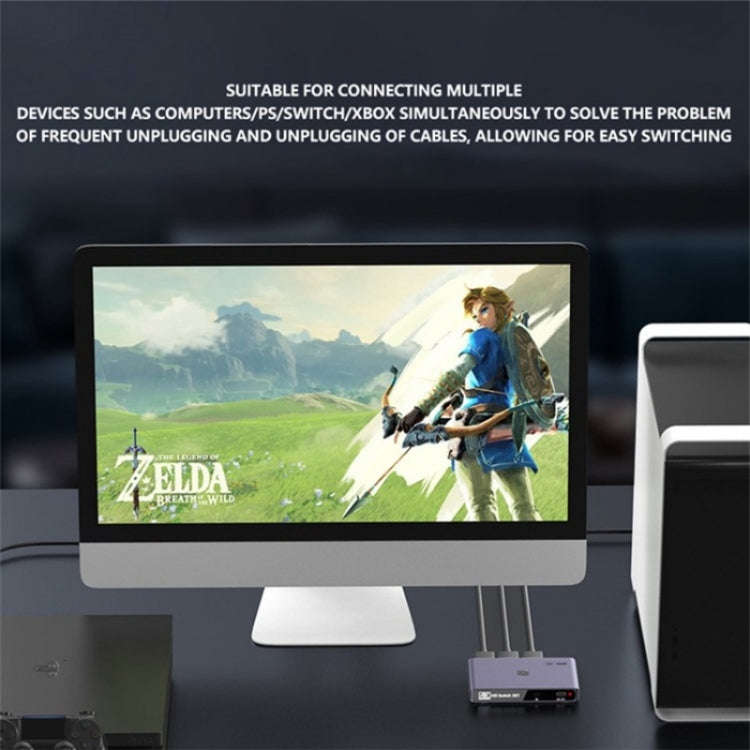 Q301 4K / 60hz HD Video Aluminum Alloy Adapter 3 Input 1 Output HDMI Switcher