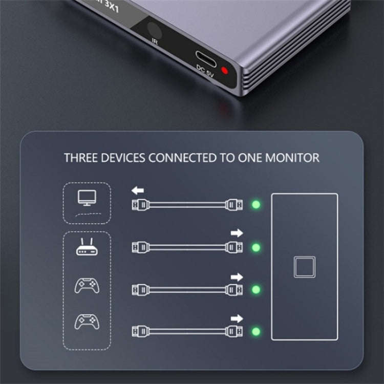 Q301 4K / 60hz HD Video Aluminum Alloy Adapter 3 Input 1 Output HDMI Switcher