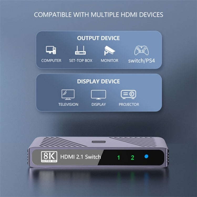 Q802 Aluminum Alloy 8K HD Video Splitter HDR 2 in 1 Out Mirror Screens Video Transfer Adapter