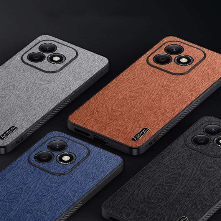 For Honor X60i Tree Bark Leather Shockproof Phone Case(Blue)