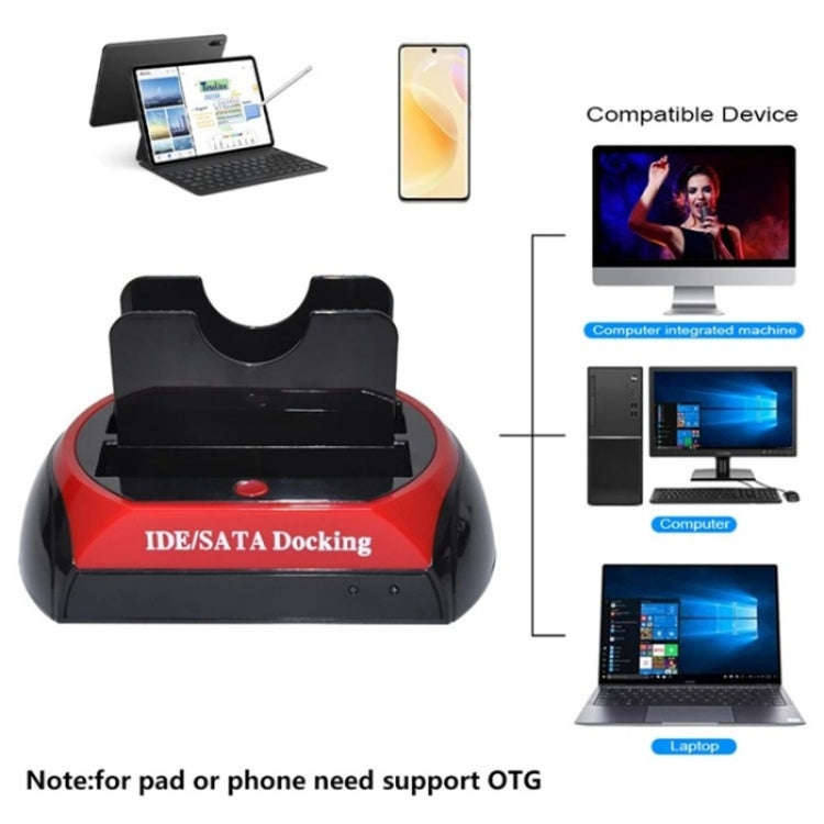 575D USB Hard Disk Holder Laptop Mobile Hard Disk Box 2.5 / 3.5inch SATA IDE HDD Base, Plug:EU Plug