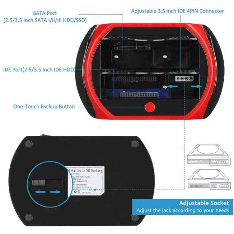 575D USB Hard Disk Holder Laptop Mobile Hard Disk Box 2.5 / 3.5inch SATA IDE HDD Base, Plug:EU Plug