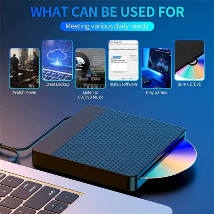 X001 USB 3.0+Type-C Disc Player External Optical Drive CD / DVD Burner Reader