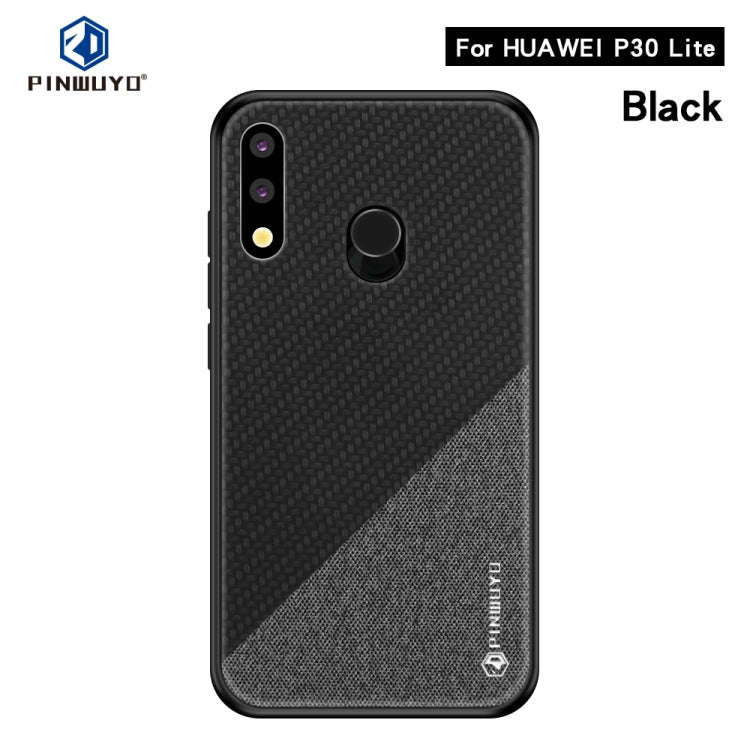 PINWUYO Honors Series Shockproof PC + TPU Protective Case for Huawei P30 Lite / Nova 4e(Black)