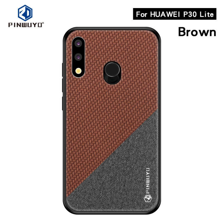 PINWUYO Honors Series Shockproof PC + TPU Protective Case for Huawei P30 Lite / Nova 4e(Brown)