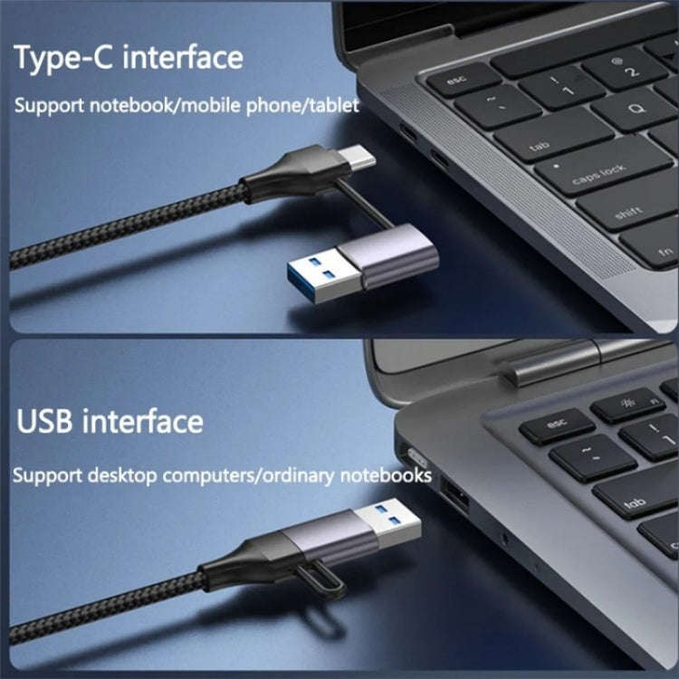 T-32C 2-in-1 Cable USB 3.0 + Type-C 4-port Hub Aluminum Alloy Docking Station