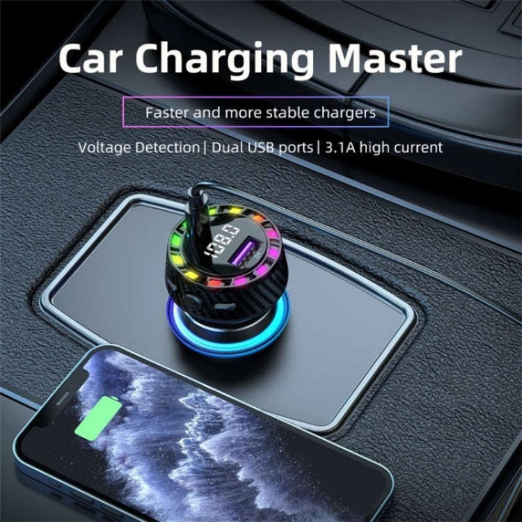 C55 With Breathing Light Bluetooth FM Transmitter USB+Type-C Car Fast Charger