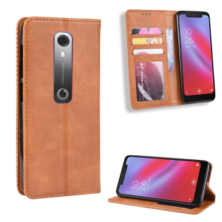 Magnetic Buckle Retro Crazy Horse Texture Horizontal Flip Leather Case for Vodafone Smart N10 (VF...