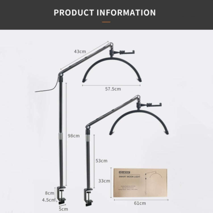 D-M30X 23 inch Half Moon Shape Beauty Manicure Lamp Curved Fill Light, Plug:US Plug