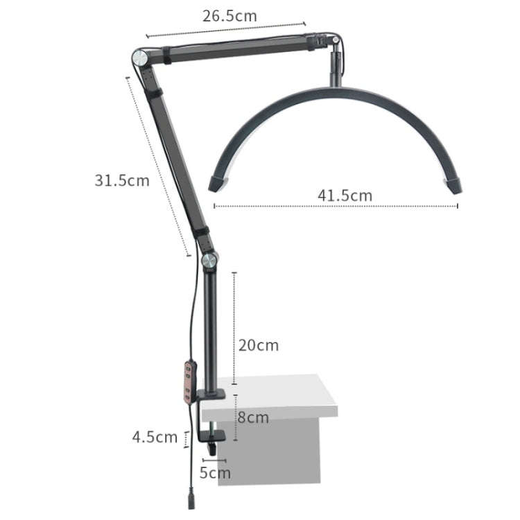HD-M3X Pro 16 inch Adjustable Brightness Beauty Light Half Moon Light Eyelash Tech Lamp, Plug:US ...