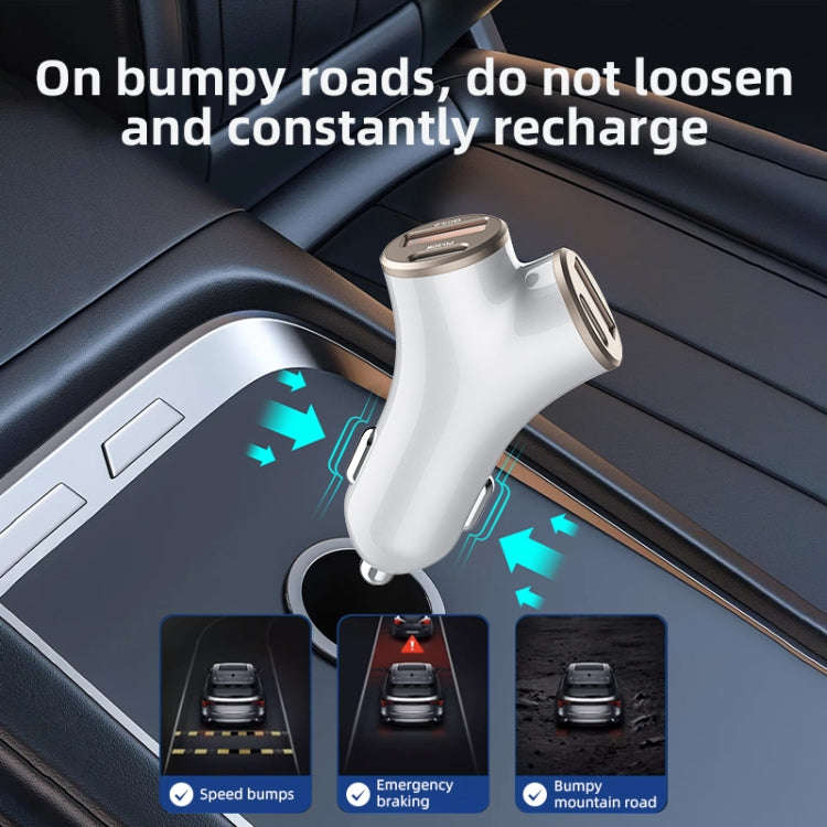 A2 2 USB + 2 Type-C Phone Fast Charging Power Adapter 78W Y-Shaped Car Charger(Silver)