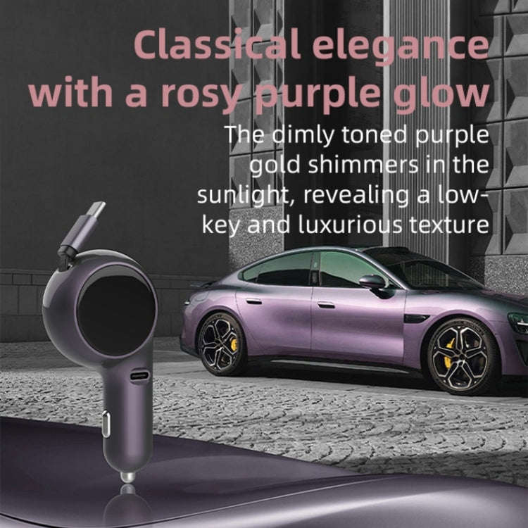 K2 With 60W Type-C Retractable Cable Type-C Port Phone Fast Charging Adapter Car Charger