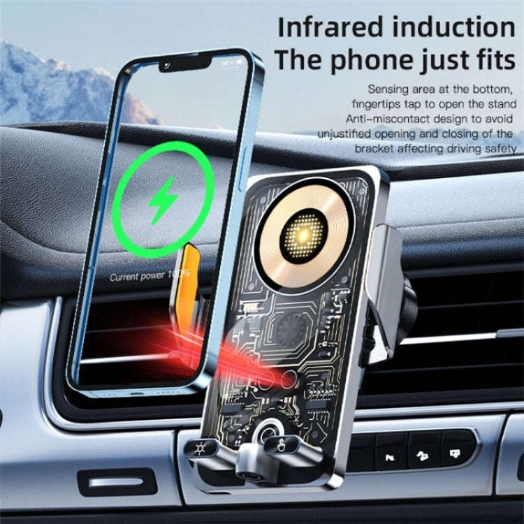 C1 Car Wireless 66W Fast Charger Phone Holder Infrared Sensor Punk Style(Silver)