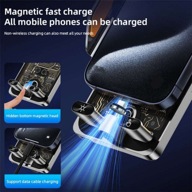 C1 Car Wireless 66W Fast Charger Phone Holder Infrared Sensor Punk Style(Silver)