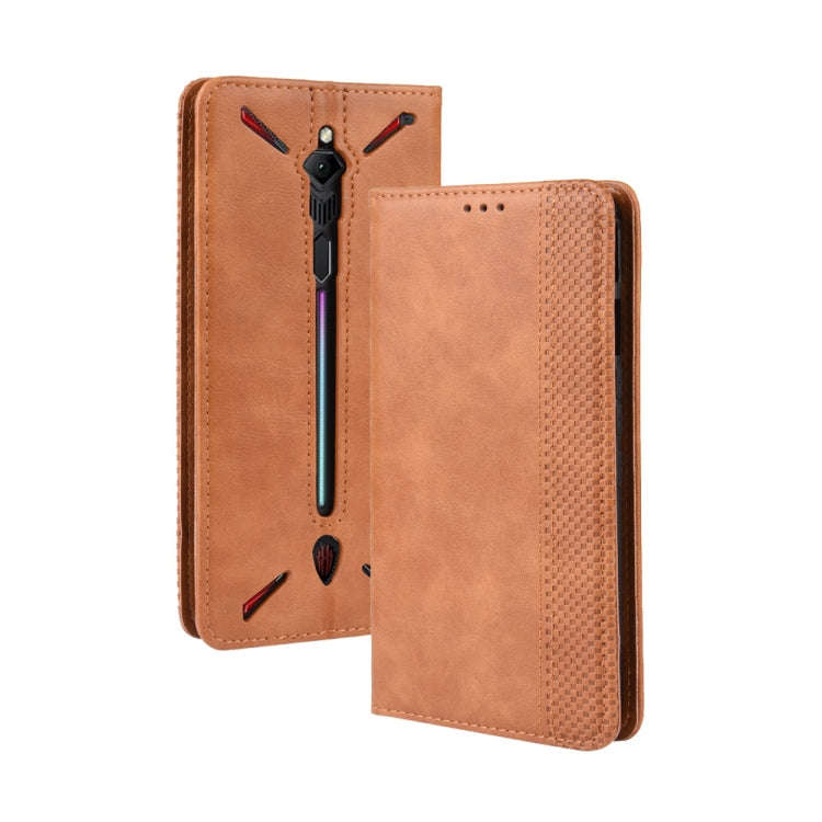 Magnetic Buckle Retro Crazy Horse Texture Horizontal Flip Leather Case for ZTE nubia Red Magic 3,...