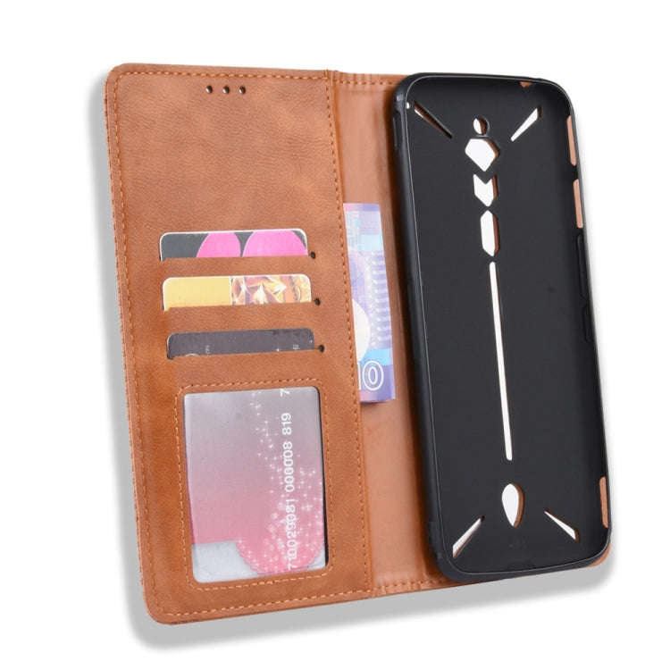 Magnetic Buckle Retro Crazy Horse Texture Horizontal Flip Leather Case for ZTE nubia Red Magic 3,...