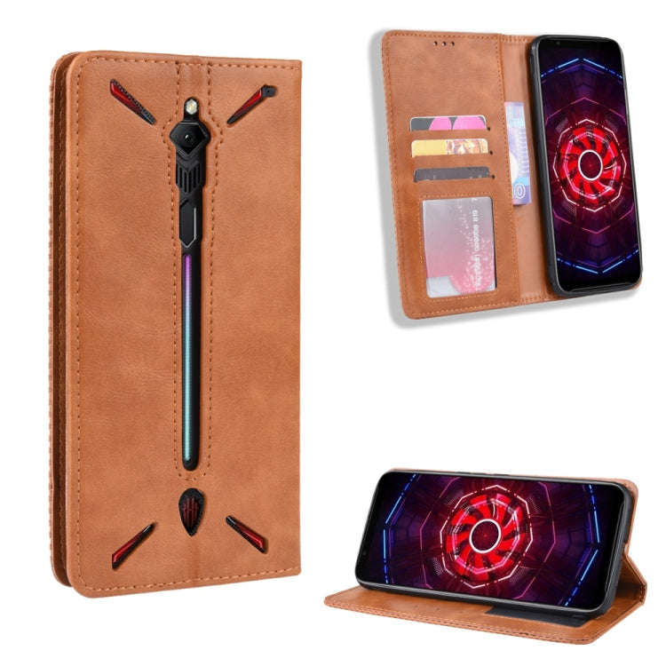 Magnetic Buckle Retro Crazy Horse Texture Horizontal Flip Leather Case for ZTE nubia Red Magic 3,...