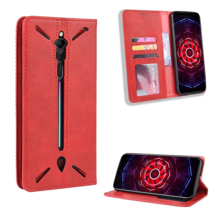 Magnetic Buckle Retro Crazy Horse Texture Horizontal Flip Leather Case for ZTE nubia Red Magic 3,...