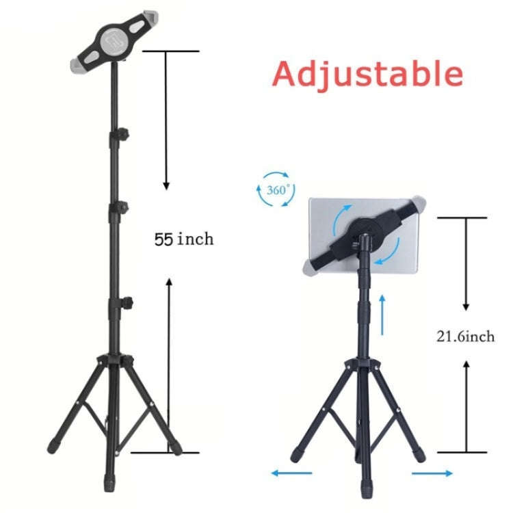 XWJ-LP002 For 7.9-12 inch Tablet Portable 360 Degree Rotation  Aluminum Alloy Tripod