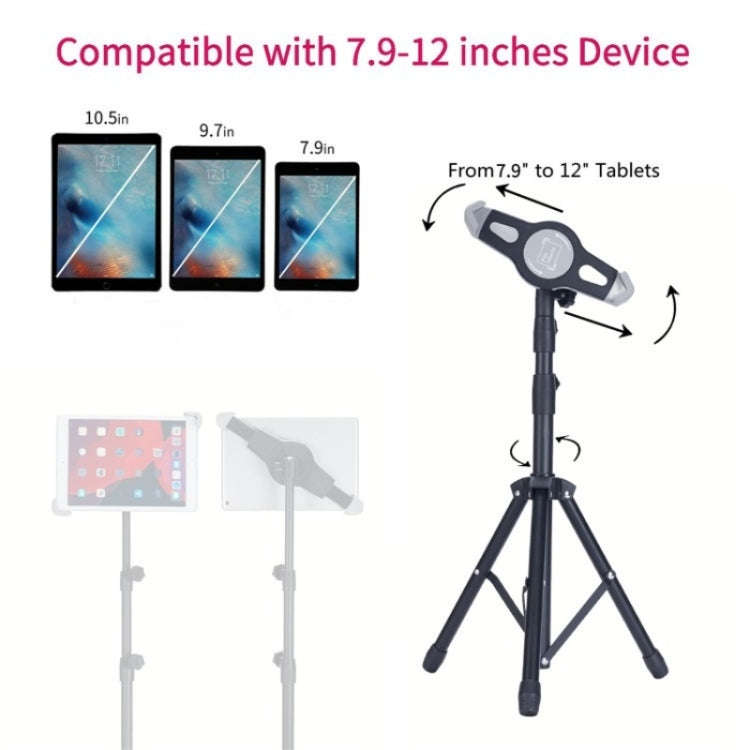 XWJ-LP002 For 7.9-12 inch Tablet Portable 360 Degree Rotation  Aluminum Alloy Tripod