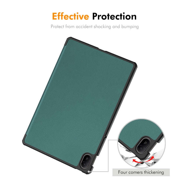 For Huawei MatePad SE 11 2024 ENKAY Tri-fold Custer Texture Platic Leather Tablet Case(Black)
