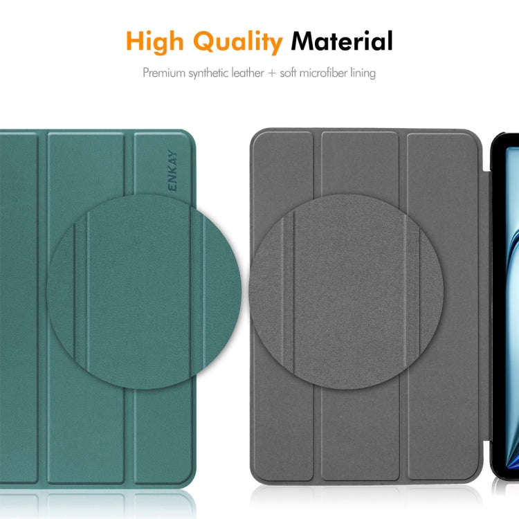 For Huawei MatePad SE 11 2024 ENKAY Tri-fold Custer Texture Platic Leather Tablet Case(Black)
