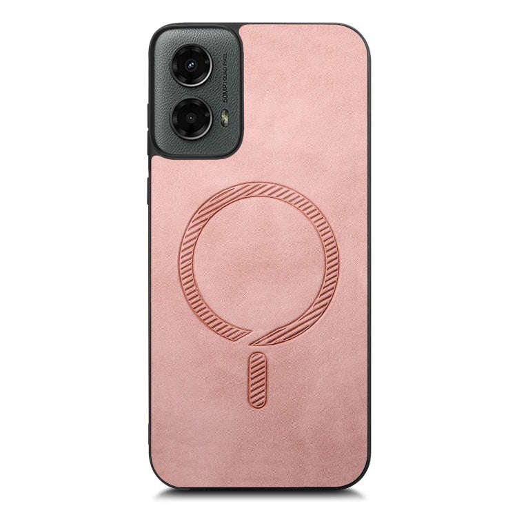 For Motorola Moto G 5G 2024 Retro Magsafe Magnetic PU Back Cover Phone Case(Pink)